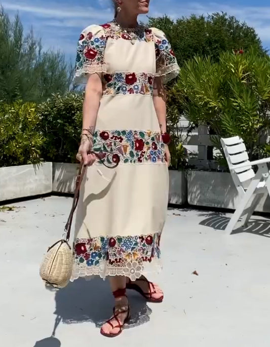 Color-Blocking Printed Dress