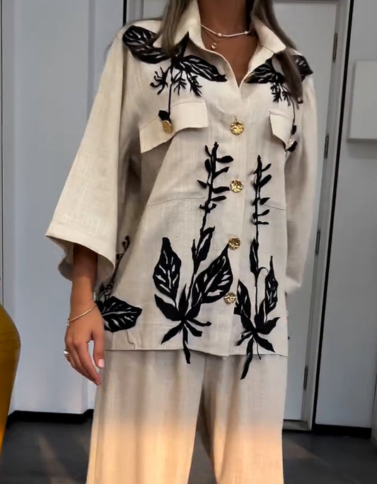 Beige Loose Flower Dress
