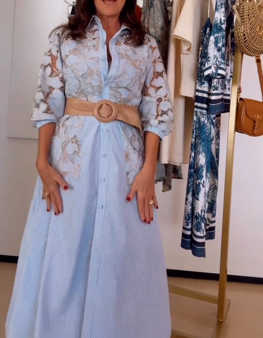 Elegant Blue Shirt Dress