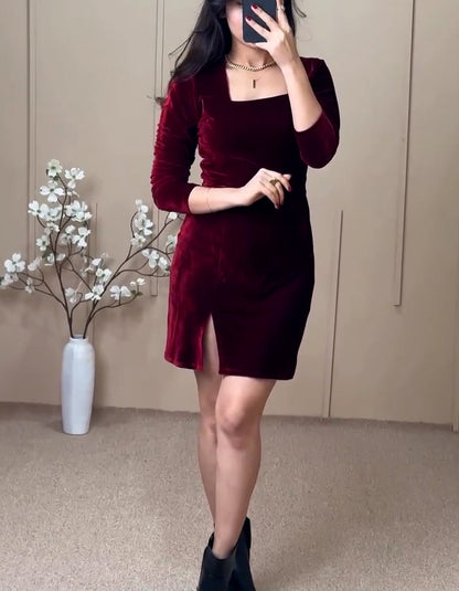 Red Blue Slim Mini Dress