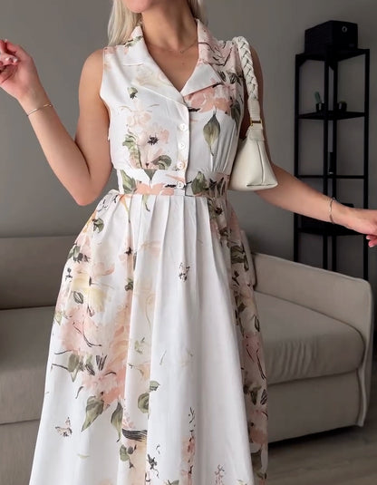 Printing V-Neck Dress