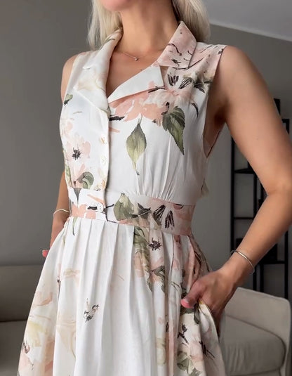 Printing V-Neck Dress