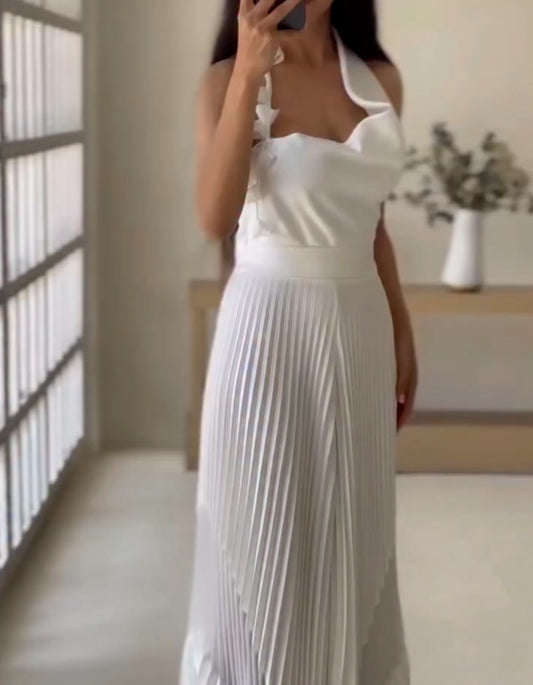 Pleated Satin Dress