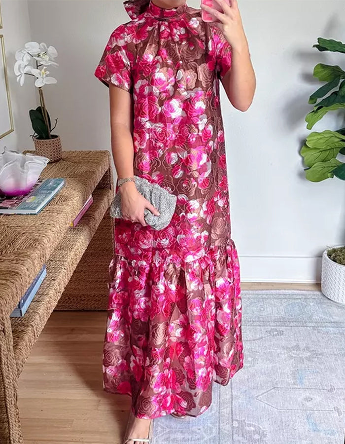 Jacquard Mock Neck Dress