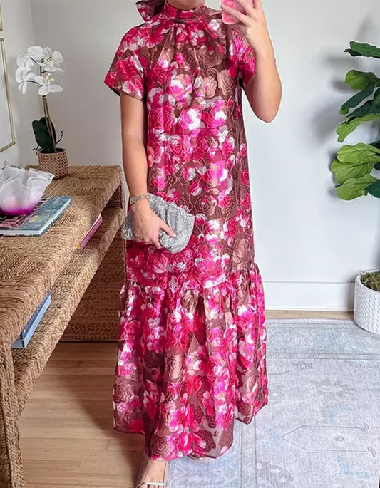 Jacquard Mock Neck Dress