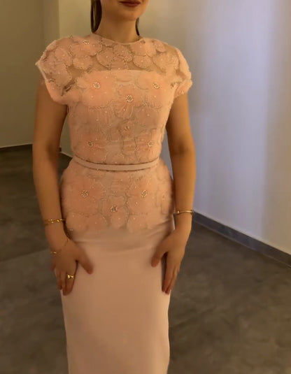 Pink Slim Two-Piece Dress