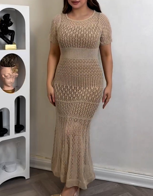 Khaki Knit Slim Dress