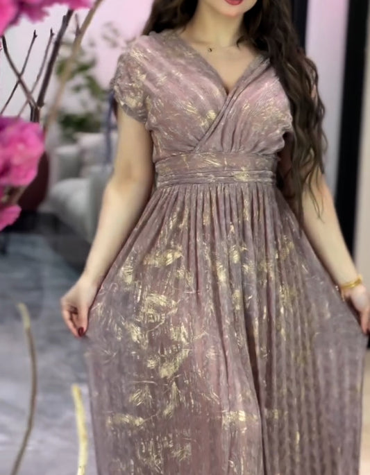 Purple Pleated Dress