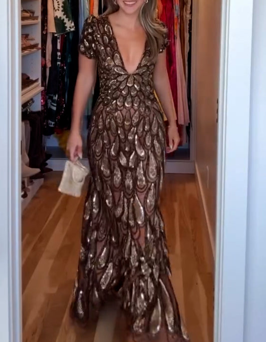 Sequin V-Neck Dress
