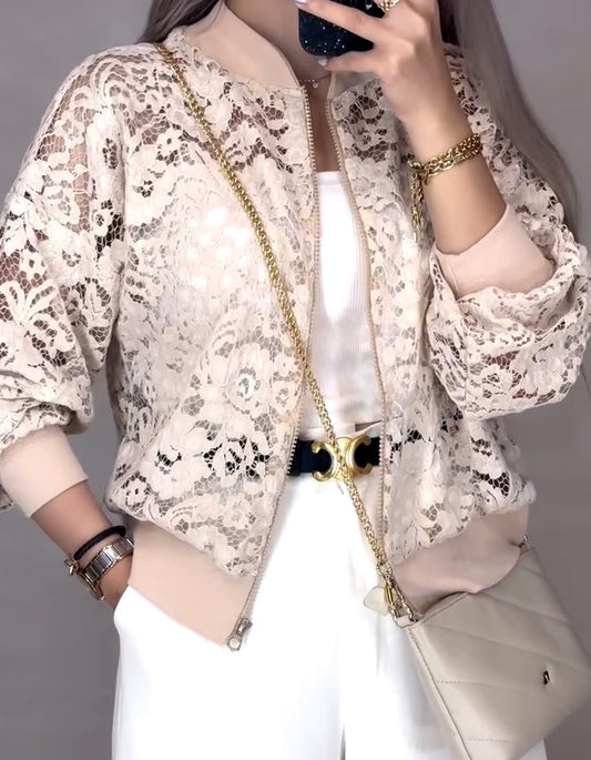 Beige Hollow Coat
