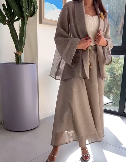 Beige Loose Two-Piece Dress