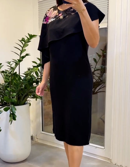 Black Shawl Comfort Dress