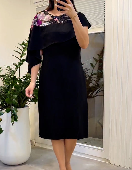 Black Shawl Comfort Dress