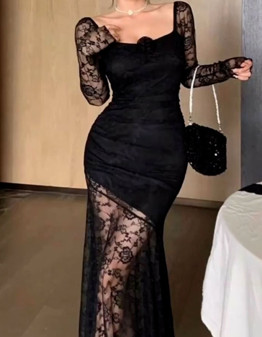 Lace Slim Patchwork Dress