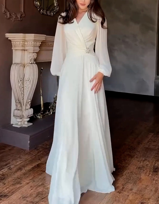 Solid-Color Crystal Dress