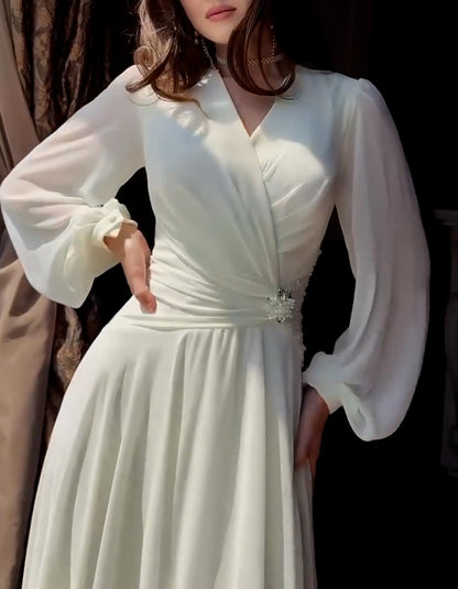 Solid-Color Crystal Dress