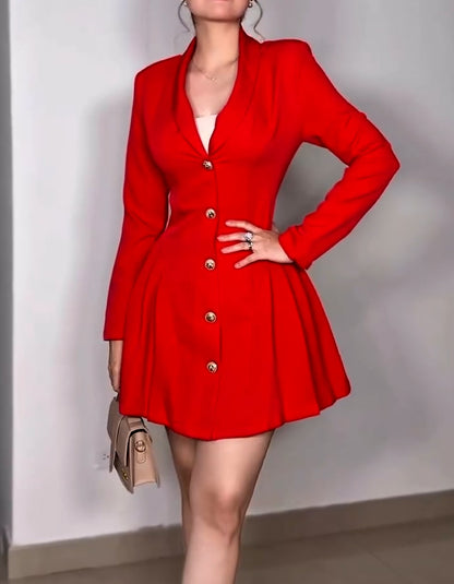 Red Long-Sleeve Mini Dress
