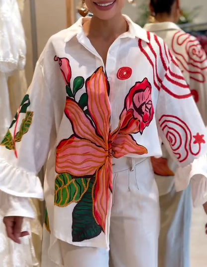 Flower Printing Loose Top