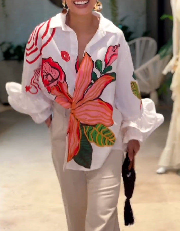 Flower Printing Loose Top