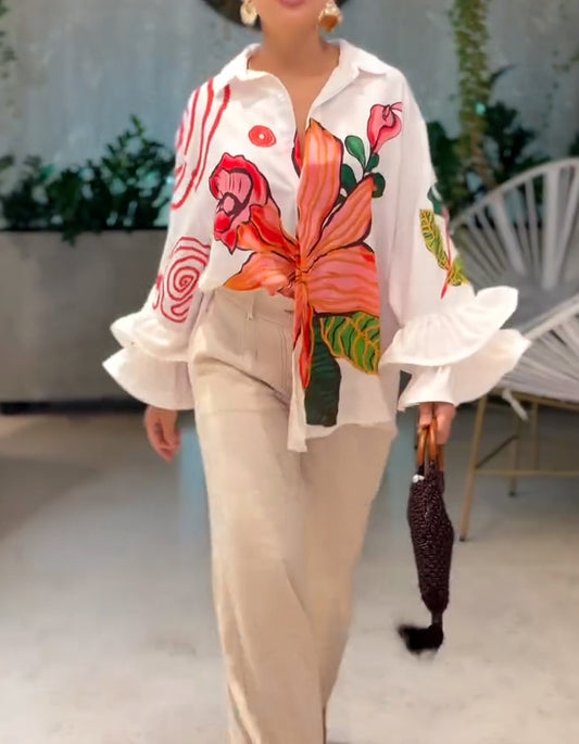 Flower Printing Loose Top