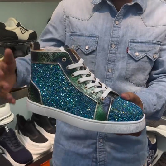 Blue Shiny High-Top Shoes