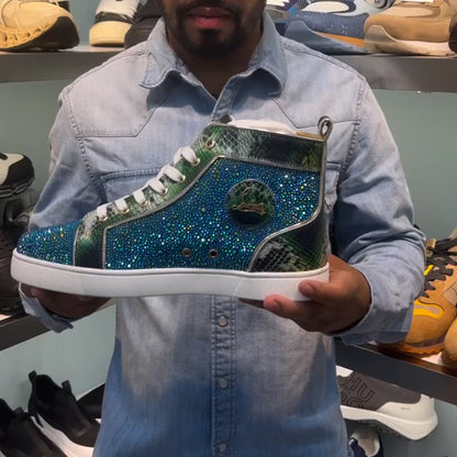 Blue Shiny High-Top Shoes