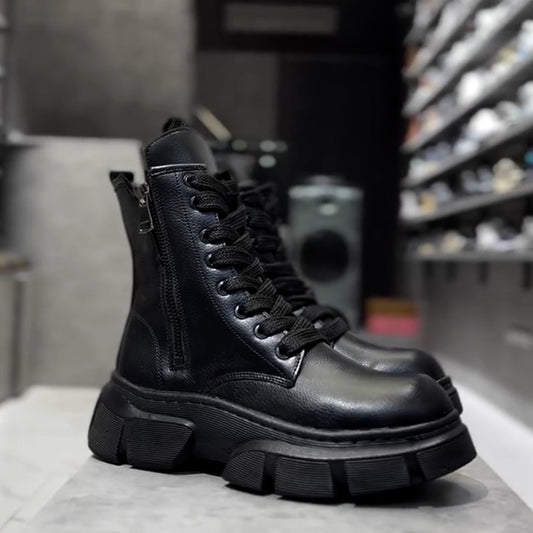 Vintage Leather Zipper Boots