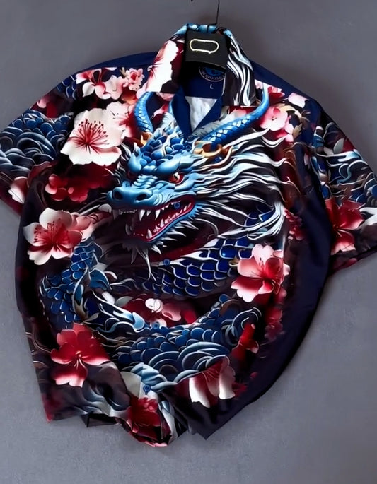 Dragon Pattern Short Shirt