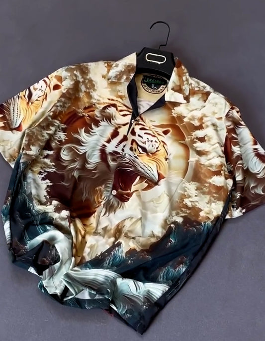 Tiger Pattern Short-Sleeve Shirt