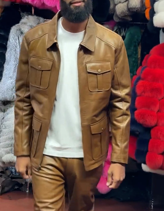 Khaki Leather Jacket
