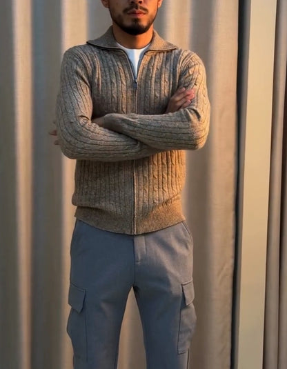 Solid-Color Knit Jacket