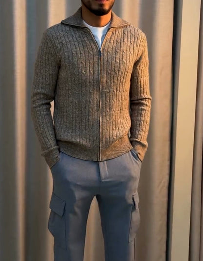 Solid-Color Knit Jacket