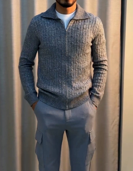Solid-Color Knit Jacket