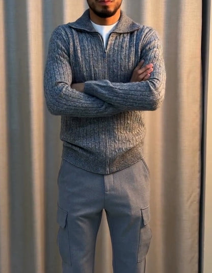 Solid-Color Knit Jacket