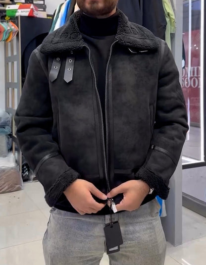 Black Leather Fur Jacket