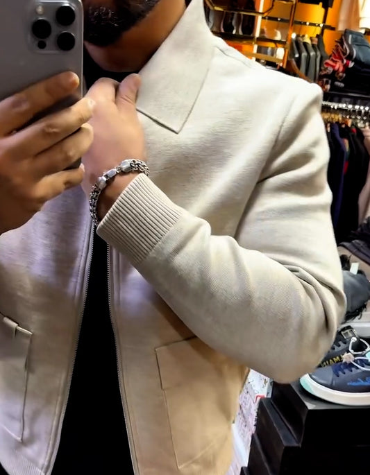Beige Zipper Jacket