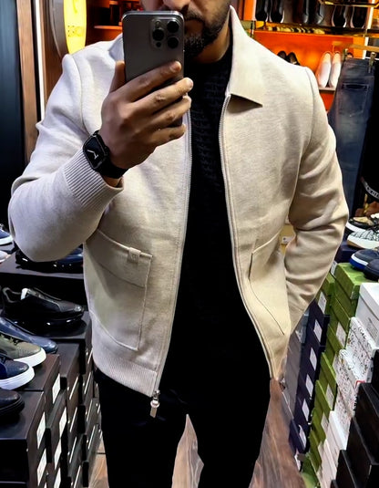 Beige Zipper Jacket
