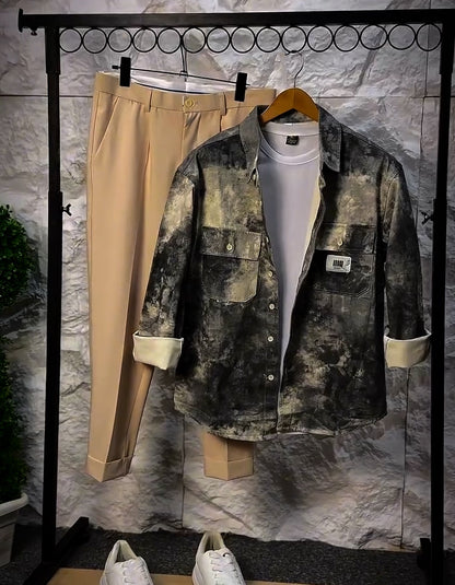 Color Mixing Long-Sleeves Shirt