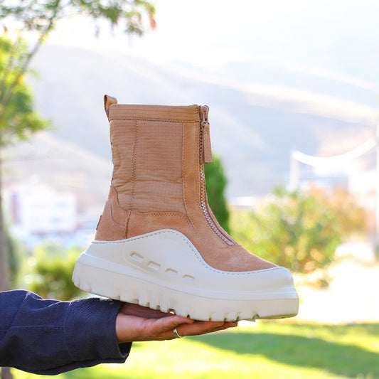 Khaki Thick-Sole Boots