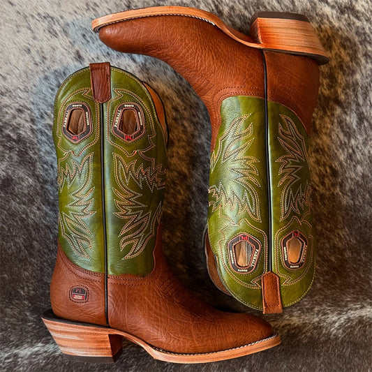 Embroidered Mid-Calf Boots