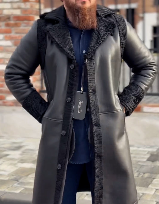 Black Leather Fur Slim Jacket