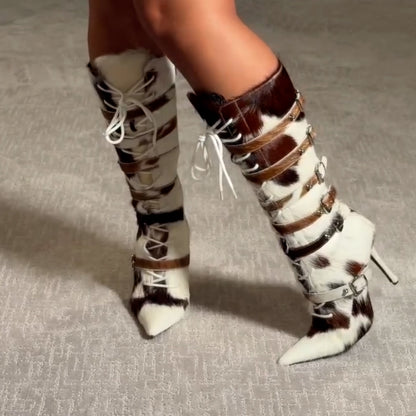 Lace-Up High-Heel Boots