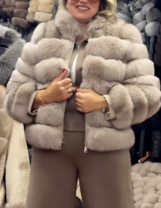 Beige Casual Comfy Coat