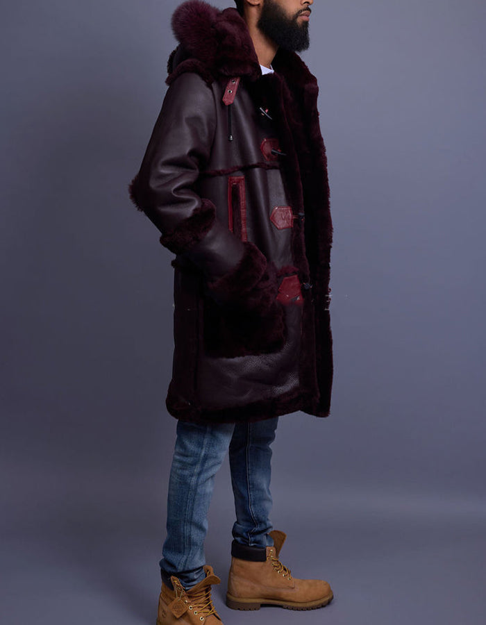 Leather Casual Midi Coat