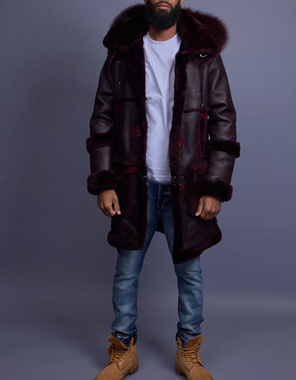 Leather Casual Midi Coat