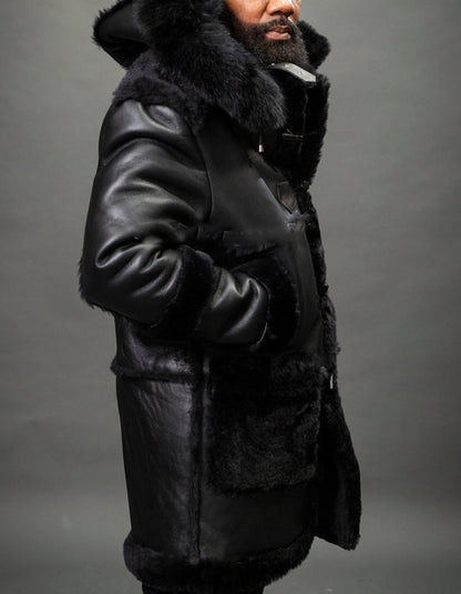 Leather Casual Midi Coat