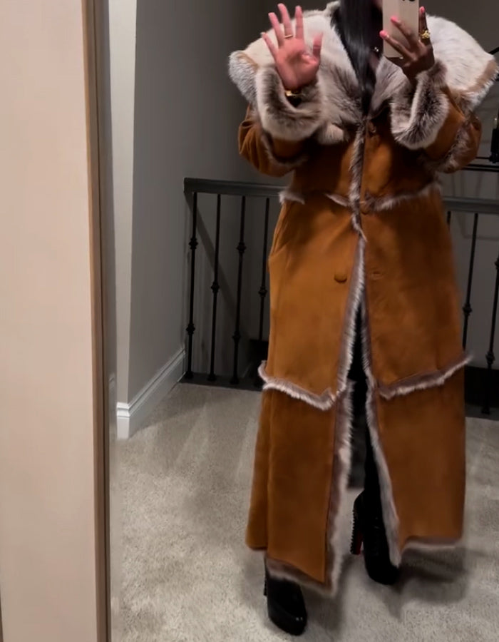 Brown Fur Lined Long Coat