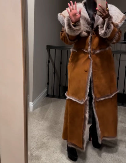Brown Fur Lined Long Coat