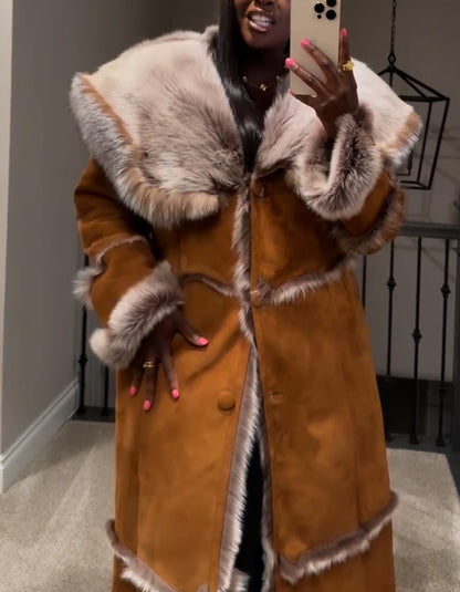 Brown Fur Lined Long Coat