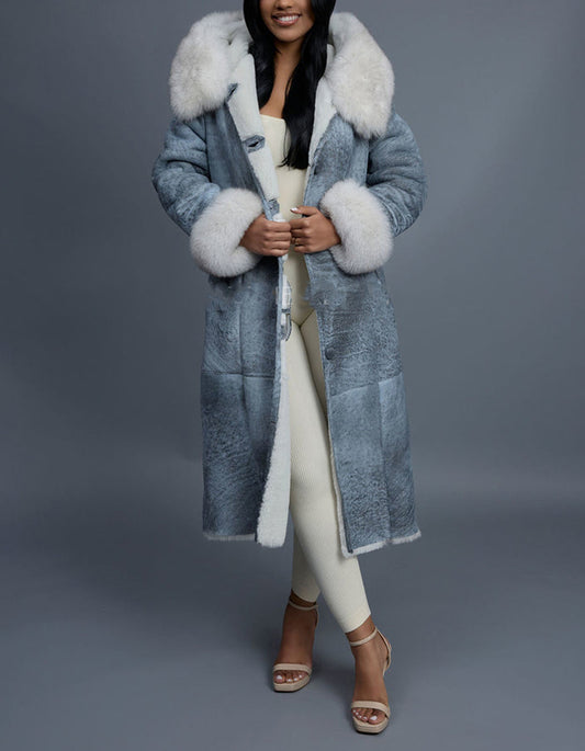 Blue Warm Button Coat